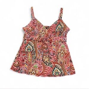 INC International Concepts Pink Paisley Tie-Front Camisole